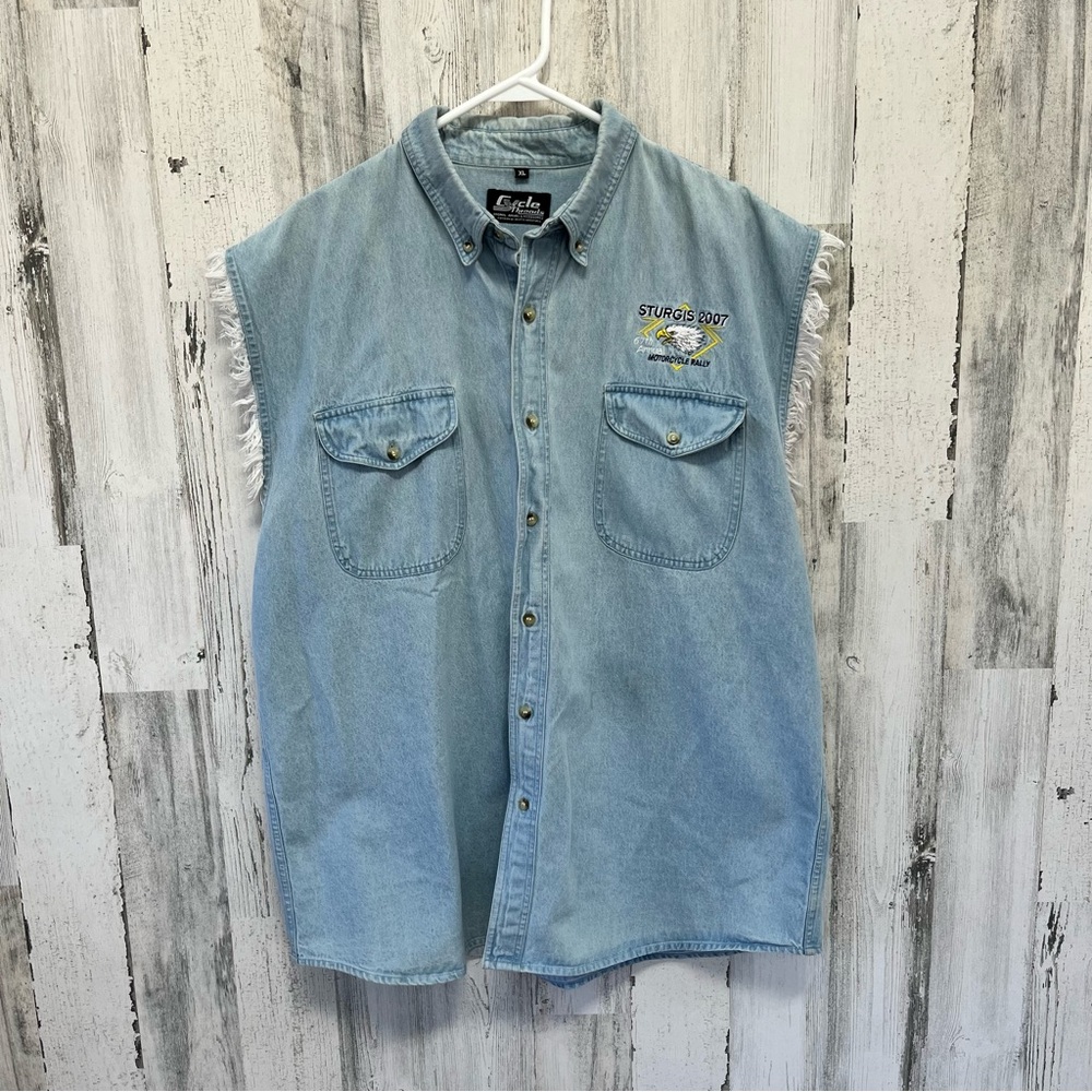 Cycle Threads Vintage Sturgis 2007 Biker Cut Off Vest 100% Cotton